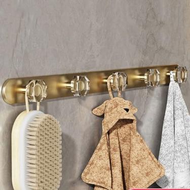 Imagem de Conjunto de ferragens de banheiro, acessórios de banho dourados, toalheiro montado na parede, barra de toalha, escova de vaso sanitário, ganchos de toalha, suporte de papel, gancho de fileira
