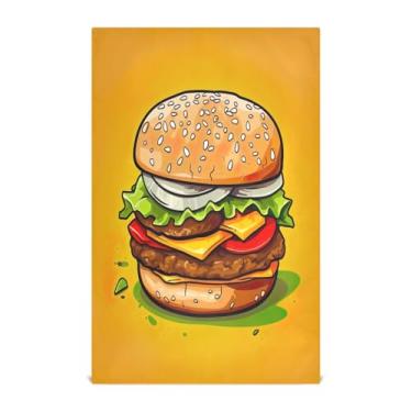 Imagem de Wassud Toalhas de cozinha gourmet hambúrguer panos de prato de cozinha 1 pacote panos de prato macios com laço para pendurar toalha de mão super absorvente de secagem rápida toalhas de chá de mesa