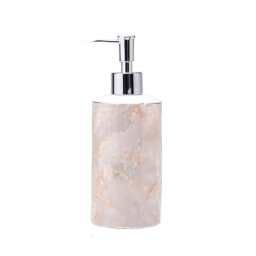 Imagem de Banheiro leve luxo cerâmica 450 ml dispensador de sabão gel de banho máquina de lavar roupa garrafa bomba líquido garrafa (rosa)
