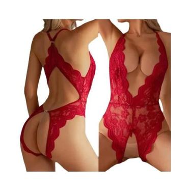 Imagem de Body De Renda plus Size Com Decote Em V Profundo E Sem Entrepernas, Co