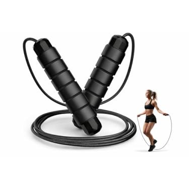 Imagem de Corda de Pular Crossfit Speed Rope Profissional Ajustável até 2,75 m -Ajustável com Rolamento Alta Velocidade e Precisão no Giro Uso Profissional e Competidores (Preto)