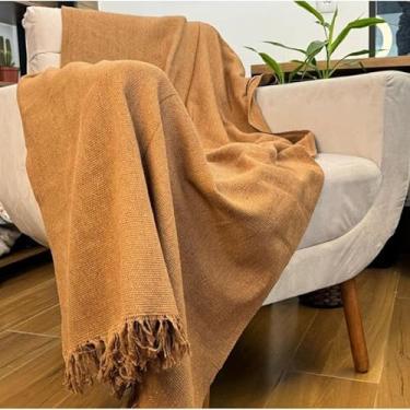 Imagem de Manta para Sofá Gigante 2,40x1,80m Casal Algodão Macio Decorativa(Marrom claro)