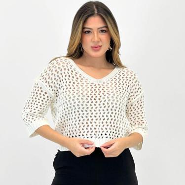 Imagem de Blusa Via Tricot Modal Manga 3/4 Feminina-Feminino