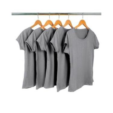 Imagem de Kit 5 Camisetas Malha Fria Feminina Baby Look Malha PV-Feminino