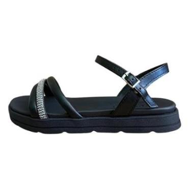 Imagem de Sandalia Moleca Flatform Tira Tripla Strass-Feminino