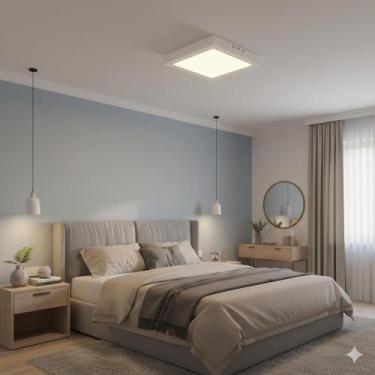 Imagem de Painel Plafon Led 20x20 Sobrepor 18w Quadrado Luminária Teto Bivolt Ca