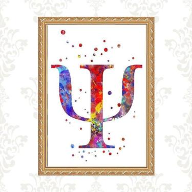 Imagem de Quadro Moldura Dourada Símbolo Psicologia 45X34Cm