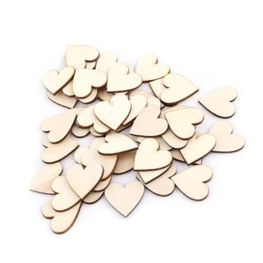 Imagem de YOUTHINK Enfeites de Madeira Em Forma de Coração, Suprimentos de Artesanato Inacabados, 100 Peças de Corações de Madeira Natural para Scrapbooking e Decoração de Casamento DIY (25mm)