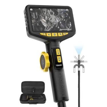 Imagem de Câmera de inspeção de boroscópio articulado HD1080P, mira automotiva para endoscópio com cartão de memória de 8 GB, tela LCD de 5 polegadas, luz LED de 3 níveis e lente de câmera à prova d'água lP67