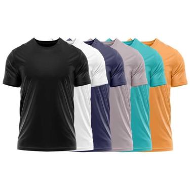 Imagem de Kit 6 Camisetas dry Uv Masculina Blusa Camisa Fitness Academia Basica Lisa-Masculino