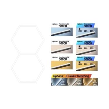 Imagem de Luminária LED Hexagonal Regulável Para Garagem Com Mudança De Cor 3000