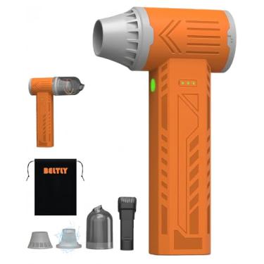 Imagem de Espanador de ar elétrico de grau de ferramenta, soprador portátil recarregável com motor sem escovas de 180.000 superpotências, sopro e aspirador de pó 2 em 1, soprador de folhas sem fio para secagem