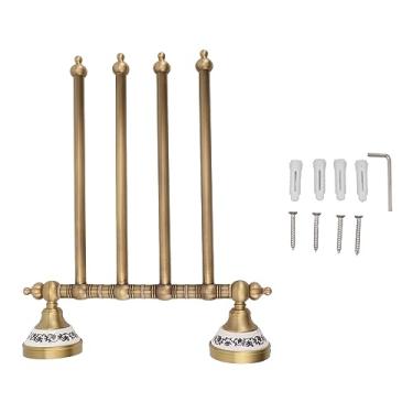 Imagem de Barra de toalha giratória de latão antigo toalheiro giratório montado na parede suporte de toalha cabide para banheiro cozinha material de latão design que economiza espaço (Quatro Varas)