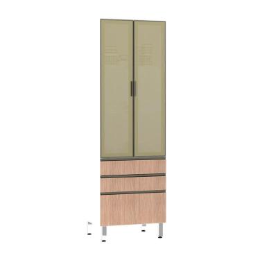 Imagem de Paneleiro Torre 70Cm Bronze Pérola Branco Com Cumaru