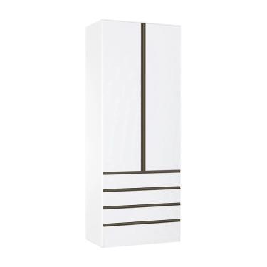 Imagem de Guarda Roupa Solteiro 2 Portas 4 Gavetas 90cm Prime Luciane Móveis