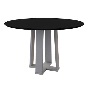 Imagem de Mesa De Jantar 4 Lugares 1,20m Vidro Isabela Off White Preto