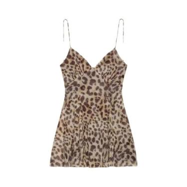 Imagem de Vestido Feminino De Verão Com Decote V E Costas Abertas Em Seda E Tule