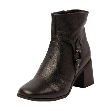 Imagem de Bota Feminina Salto Bloco Cano Baixo Couro Elegante Bottero
