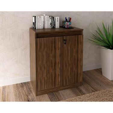 Imagem de Balcão De Escritório Me4149 C/ 2 Portas C/ Chave Nogal - Tecno Mobili