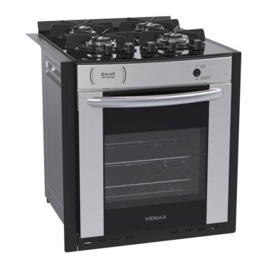 Imagem de Fogão De Embutir 4 Bocas Venax Gaudi Prisma Vítreo Bl Inox A Gás Forno Easy Clean 51,8l 25373