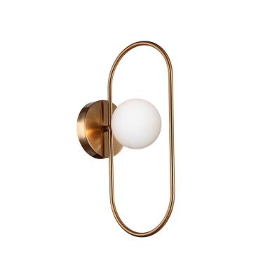 Imagem de Arandela Interna Oval Bronze Globo Vidro Branco Escada Ace70