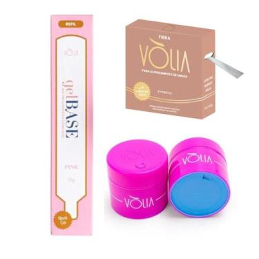 Imagem de Kit Volia Refil Gel Base Pink 20G + Fibra 4M + Pote - Vòlia Cosméticos