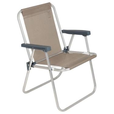Imagem de Cadeira de Praia Alta Lazy em Alumínio Bege Bel Dobrável
