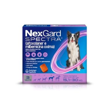 Imagem de NexGard Spectra Antipulgas, Carrapatos e Vermífugos para Cães de 15,1 a 30kg - 3 tabletes