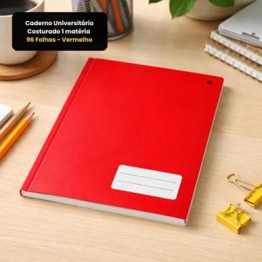 Imagem de Caderno Universitário Costurado 1 Matéria 96 Folhas Vermelho - Animati