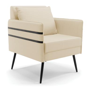 Imagem de Poltrona Mari Linho Pés Palito de Ferro Preto - D'Rossi