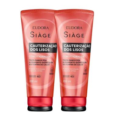 Imagem de Kit 2 Condicionador Reconstrução Cauterização Dos Lisos Reparação 200ml Eudora Siàge