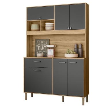 Imagem de Armario De Cozinha Erva Doce 6 Portas E 1 Gaveta Freijo/chumbo