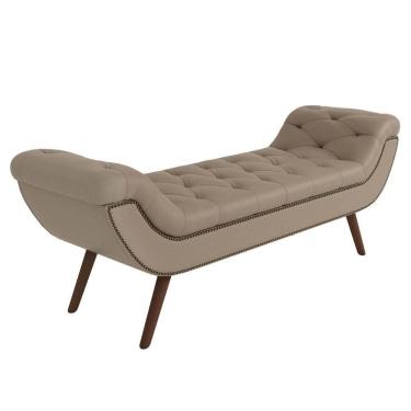 Imagem de Puff Recamier Calçadeira 140 Cm Pés Palito Madeira Vêneto Z37 Linho Bege - Mpozenato