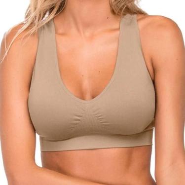 Imagem de Sutiã Top Nadador Com Bojo Sem aro Microfibra Zee Rucci, Bege, G