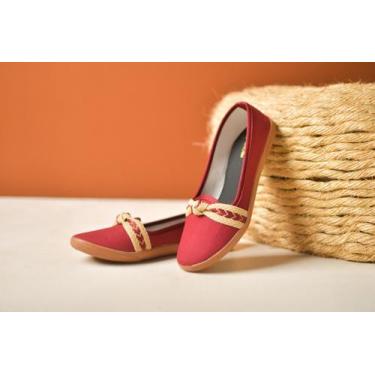 Imagem de Sapatilha Feminina Casual com Laço Sapatilha moleca, Bordô, 35