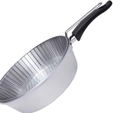 Imagem de Frigideira De Alumínio Com Peneira Cesto De Inox Para Fritura N 24 2,5