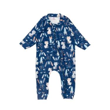 Imagem de Macacão Boucle Peluciado Bebê Com Zíper Estampado Inverno - Fofotinhos