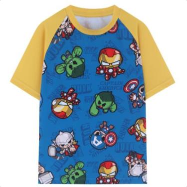 Imagem de Camiseta Infantil UV Spider Marvel Manga Curta Menino -, Azul com amar