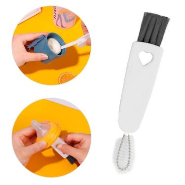 Imagem de Escova De Limpeza Multiuso Para Teclado Cantos Frisos Notebooks 3 Em 1 Branco