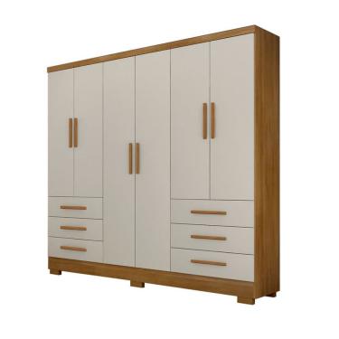 Imagem de Guarda Roupa Solteiro Com Pés 6 Portas 6 Gavetas - Berlim-cumaru/fendi  - Móveis Novo Horizonte