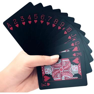 Imagem de Baralho Black Poker Cartas Jogos Resistente à água Vermelho