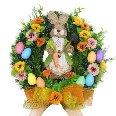 Imagem de Guirlanda Enfeite Páscoa Coelhinho Palha Cenoura 46cm