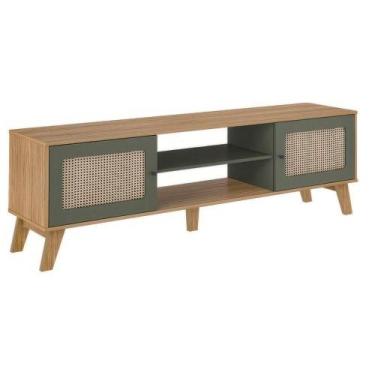 Imagem de Rack Bancada Charlotte Para Tv 75 Carvalho / Menta - ARTELY