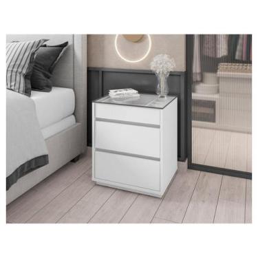 Imagem de Mesa de Cabeceira 3 Gavetas Belize Branco - Casa D, Branco