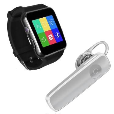 Imagem de Kit 1 Smartwatch X6 Preto + 1 Fone Bluetooth Headset Branco