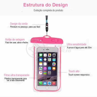 Imagem de Capa Bolsa A Prova Dágua Impermeável P/ Celular Rosa