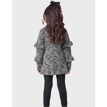 Imagem de Conj Casaco Botão Com Legging Térmica Preto Elegante Dia a Dia Inverno Frio - Menina 4...