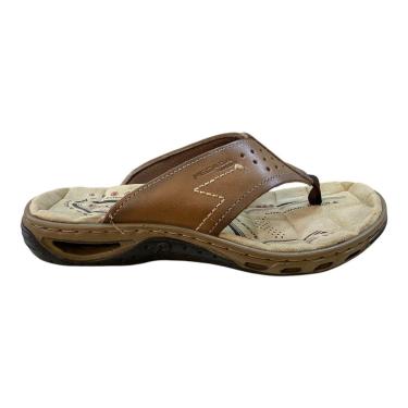 Imagem de Chinelo Masculino Pegada Conforto Em Couro Tiras Dedo 13166301 Caramelo-Masculino
