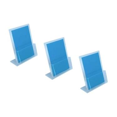 Imagem de Kit 3 Porta Folder A6 Vertical em Acrílico Cristal para Balcão e Mesa 