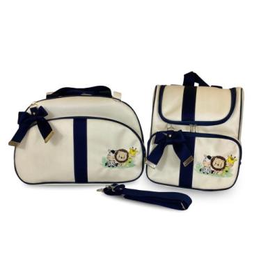 Imagem de Kit Bolsa Maternidade 2 Peças Luxo Grande Impermeável + Mochila para B